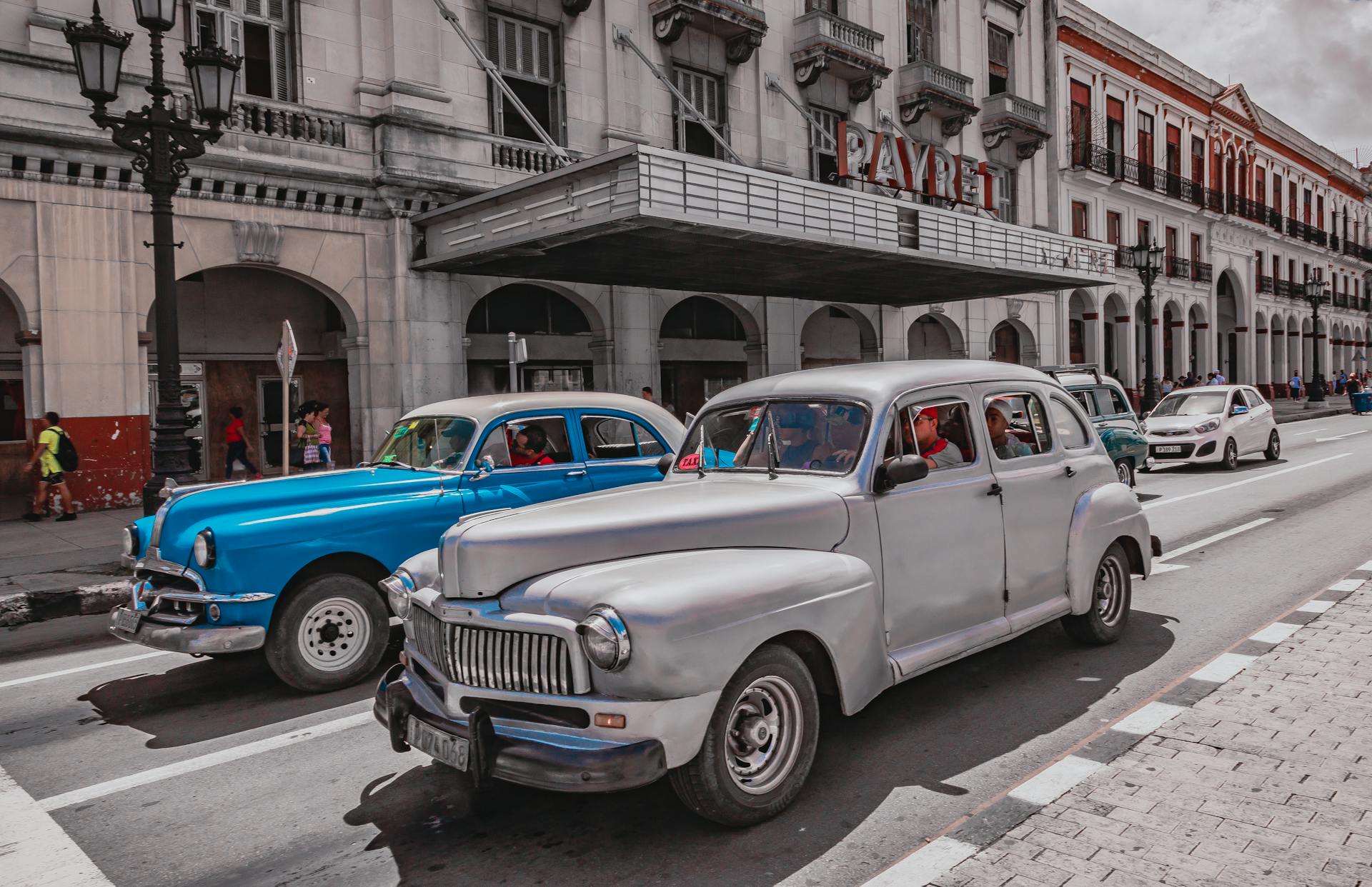 Retro Cars on Street in Havana, Cuba