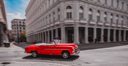 Retro Red Car on Havana Street