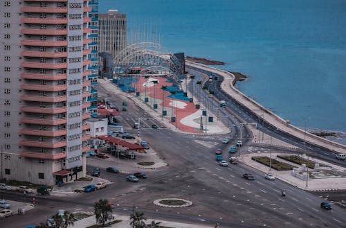 シティ, ドローン撮影, 海岸の無料の写真素材