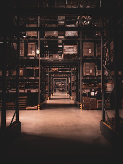 Shelves in Dark Warehouse