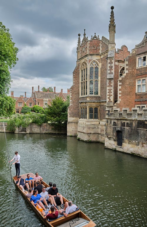 Tourists Being Carried on a Boat on the Cam River in Cambridge