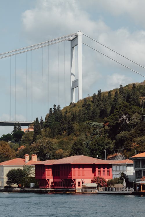 asma köprü, boğaz, deniz içeren Ücretsiz stok fotoğraf