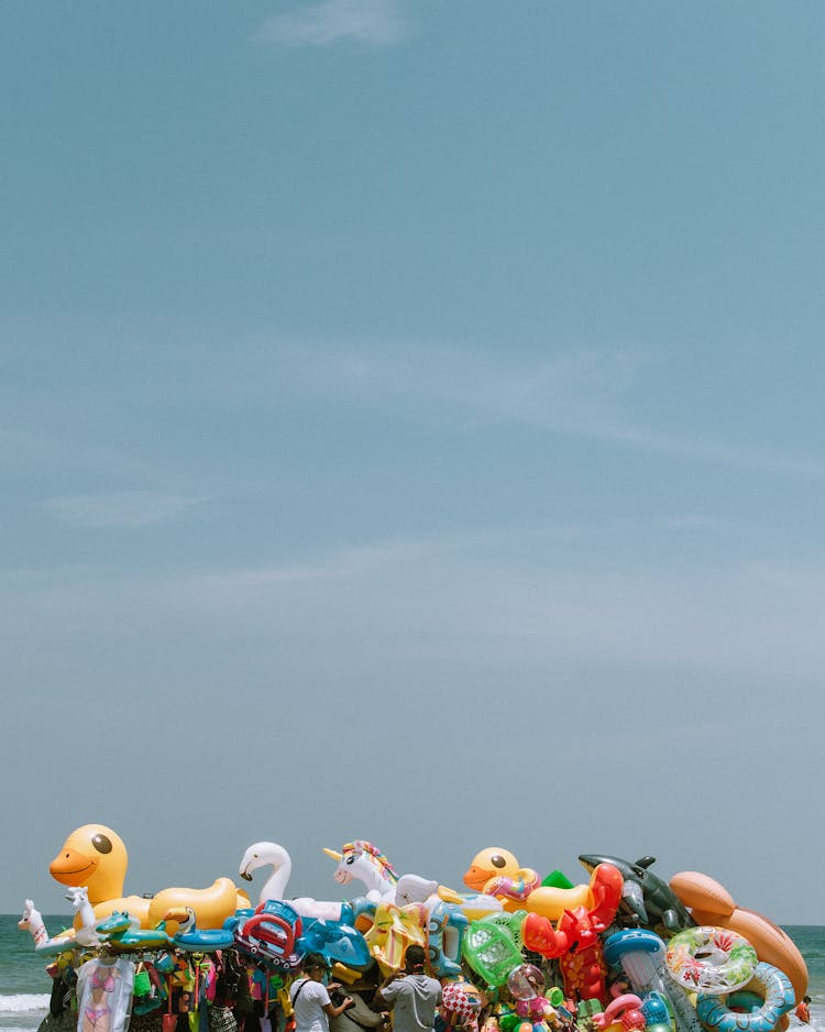 Colorful Toys On Sea Shore