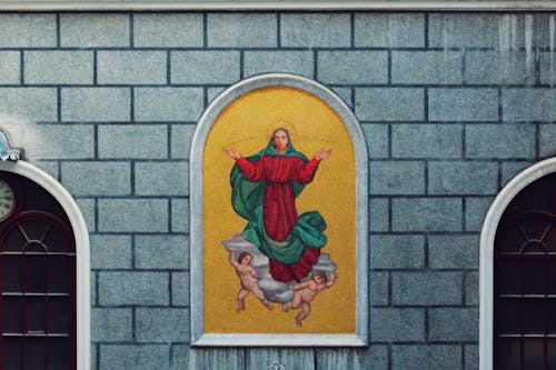 Painting on the Facade of Church of St. Mary Draperis, Istanbul, Turkey 