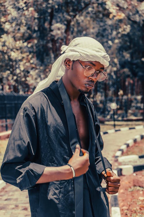 Young Man Wearing a Turban Standing Outside