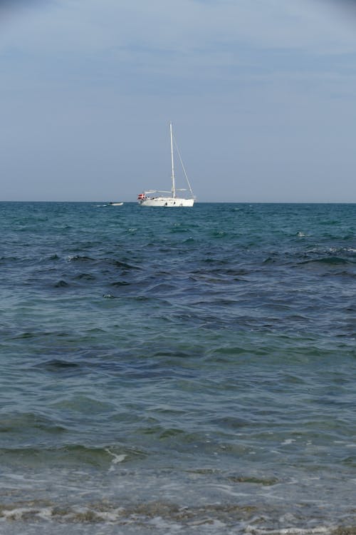 Sailing Boat Swimming on a Sea