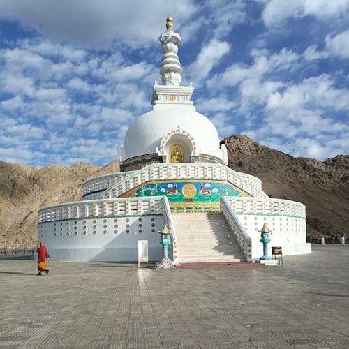 Facade of the Shanti Stupa, Ladakh, India 