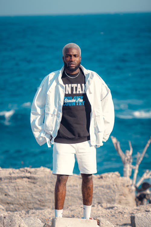 Man in Sportswear against Blue Sea
