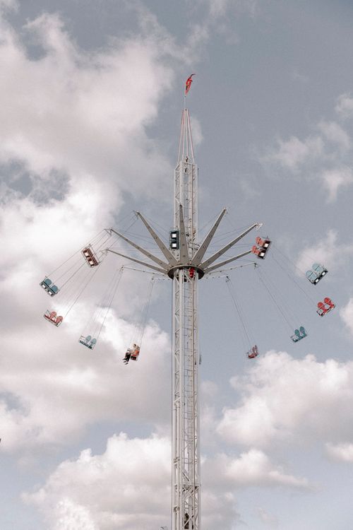 Aerial Carousel Carousel on Tower in Amusement Park · Free Stock Photo