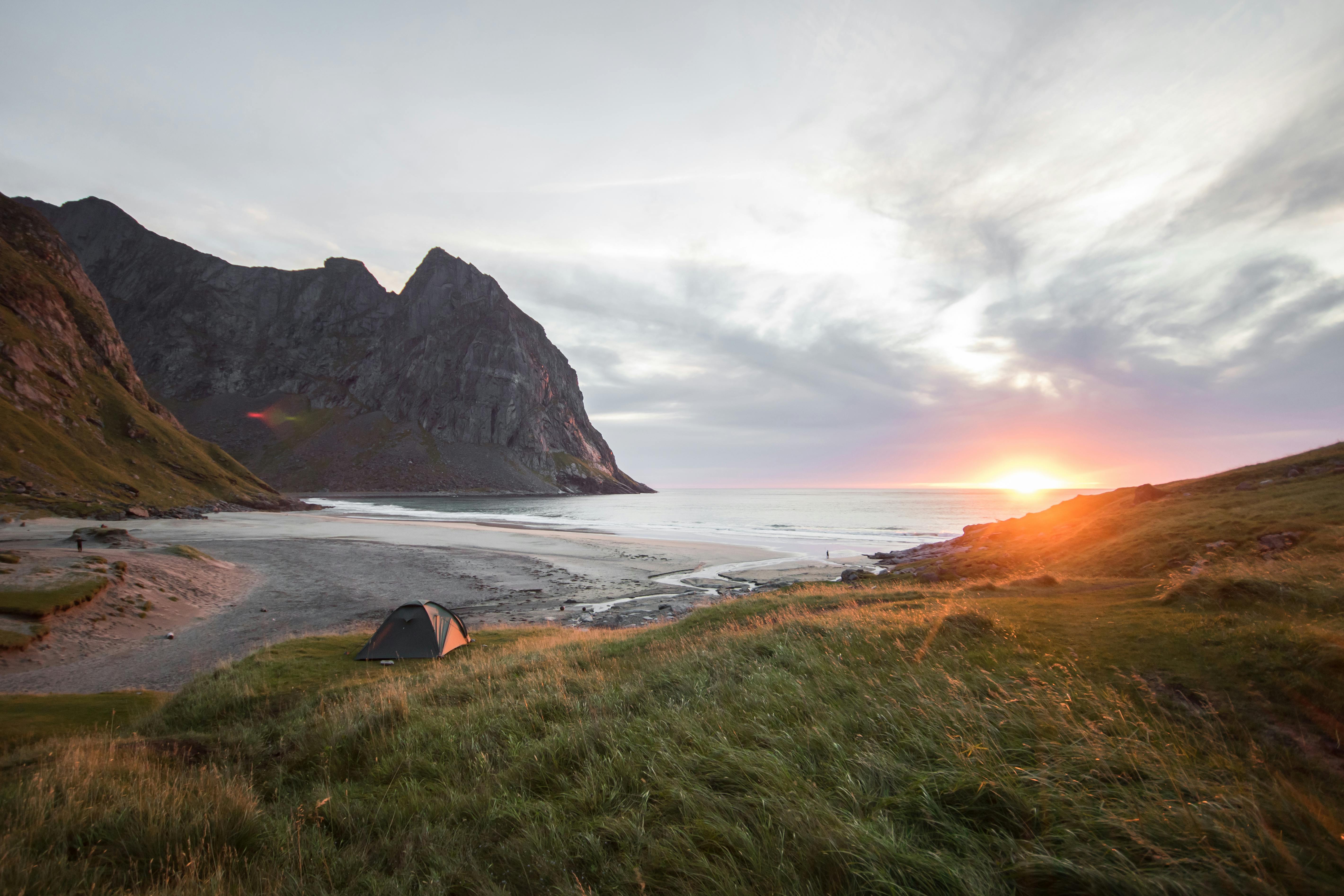 photo of tent by the beach