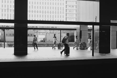 걷고 있는, 기차역 플랫폼, 대조의 무료 스톡 사진