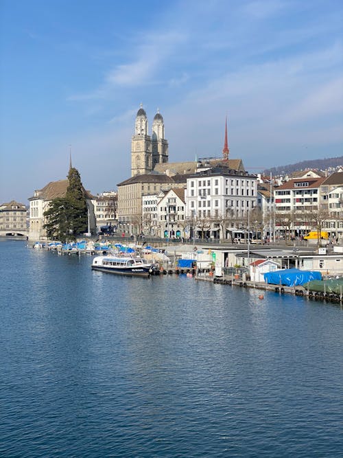 Zurich Cityscape with River and Grossmunster Church