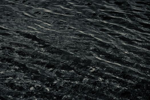 A moody close-up of dark wavy water texture, showcasing natural patterns and reflections.