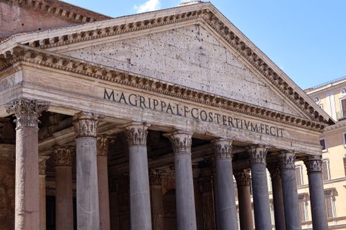 Free The Pantheon's stunning ancient architecture in Rome, Italy, captured with its iconic facade. Stock Photo
