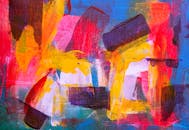 画布上，丰富多彩的抽象绘画以生动的笔触和鲜艳的色彩呈现