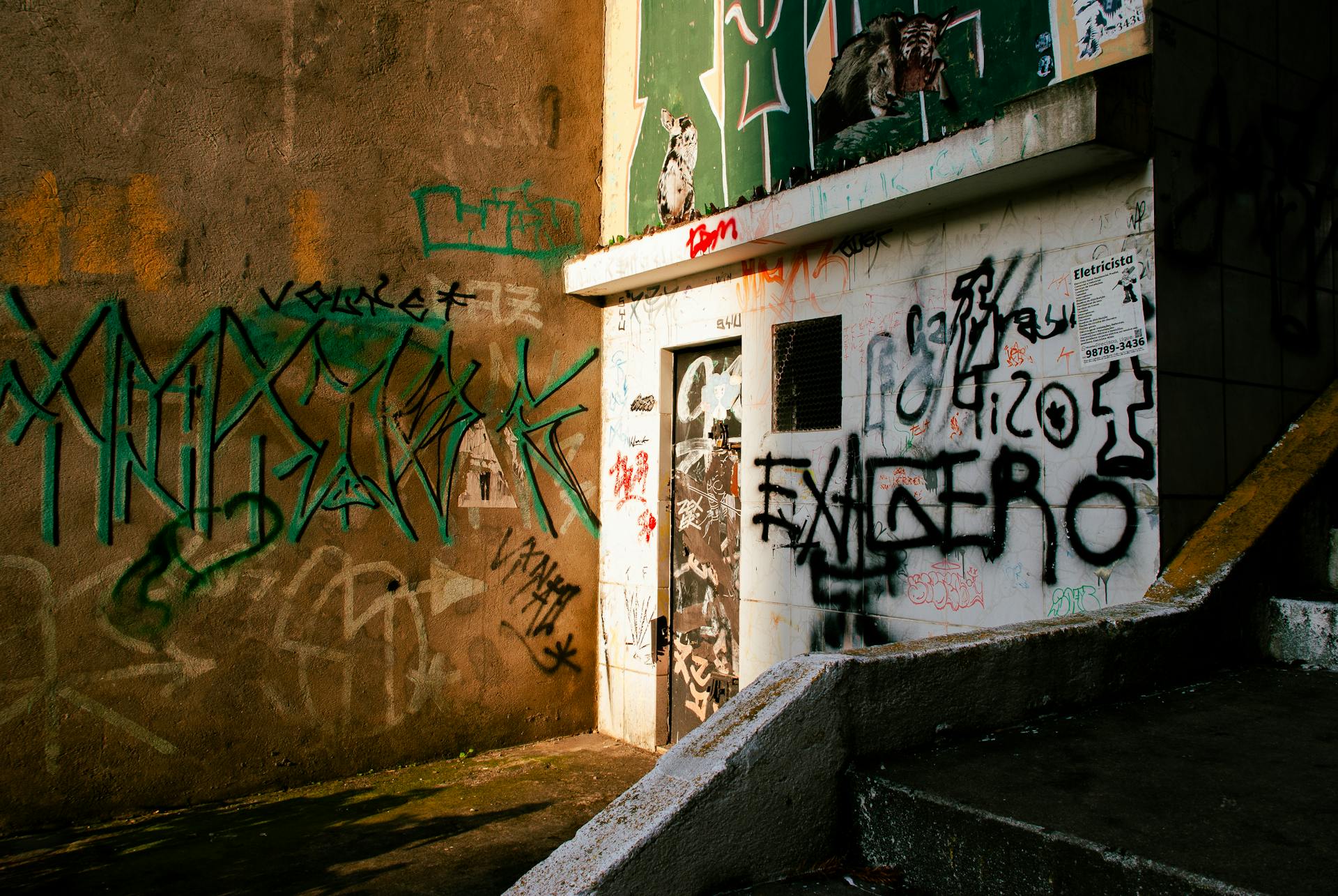 Graffiti Tags on Abandoned Building