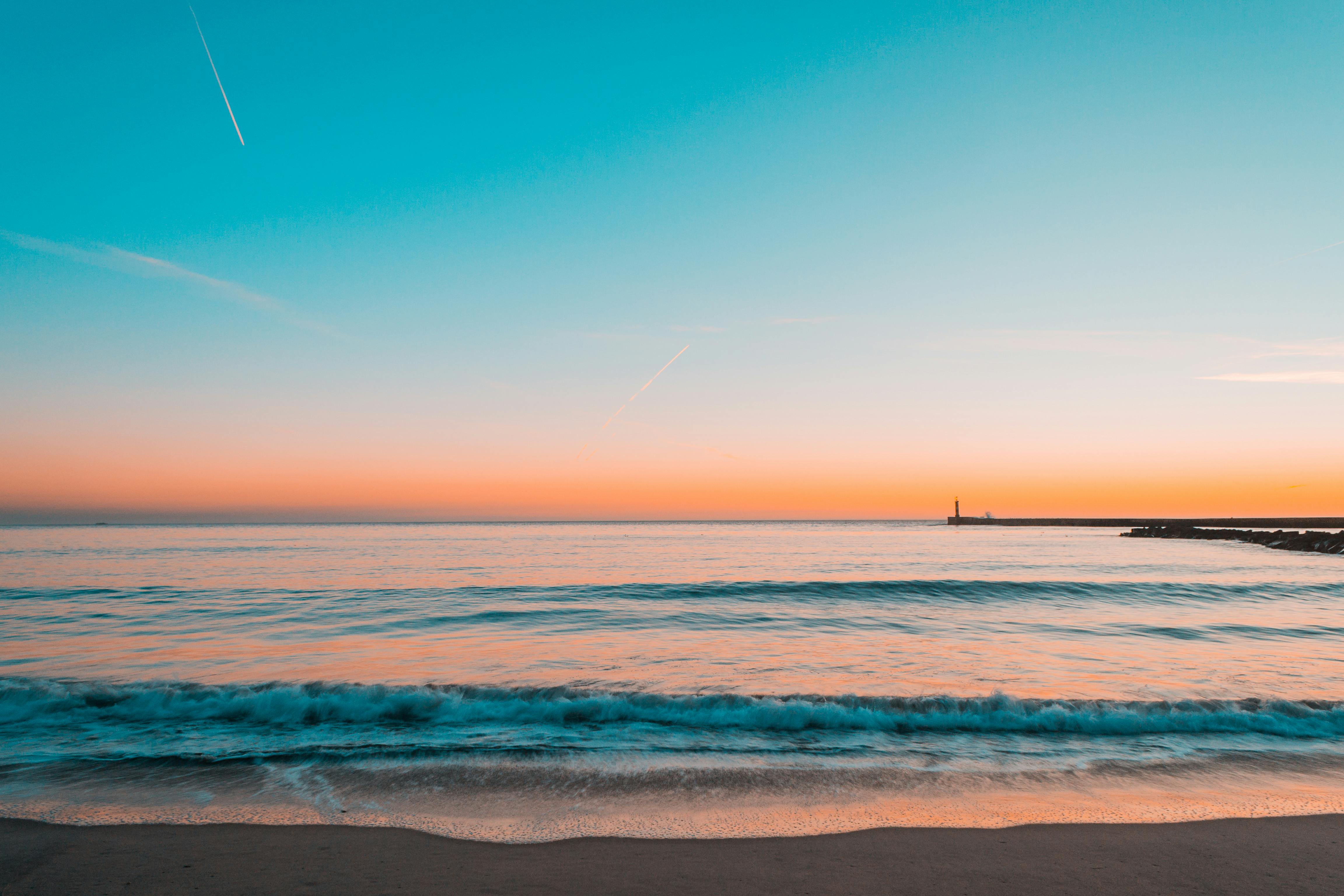 view of beach during golden hour