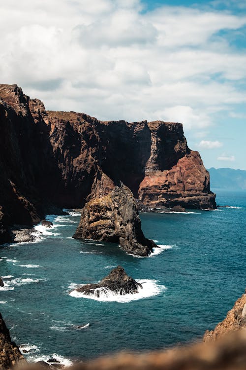 View of the Rocky Cliffs on the Coast of Madeira, Portugal