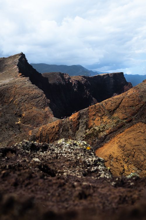 Free Breathtaking view of rocky canyon with dramatic erosion patterns and rugged terrain. Stock Photo