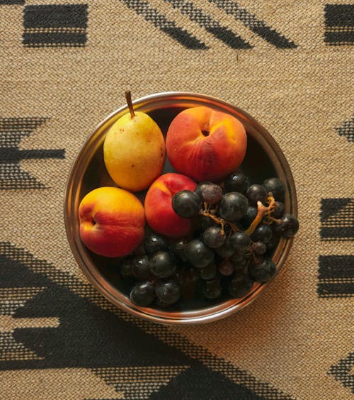 Top View of a Bowl of Fruit
