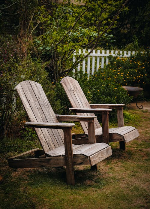 Two Wooden Chairs in the Garden