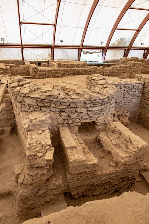 Free Detailed view of ancient Roman ruins at Viminacium archaeological site in Serbia. Stock Photo