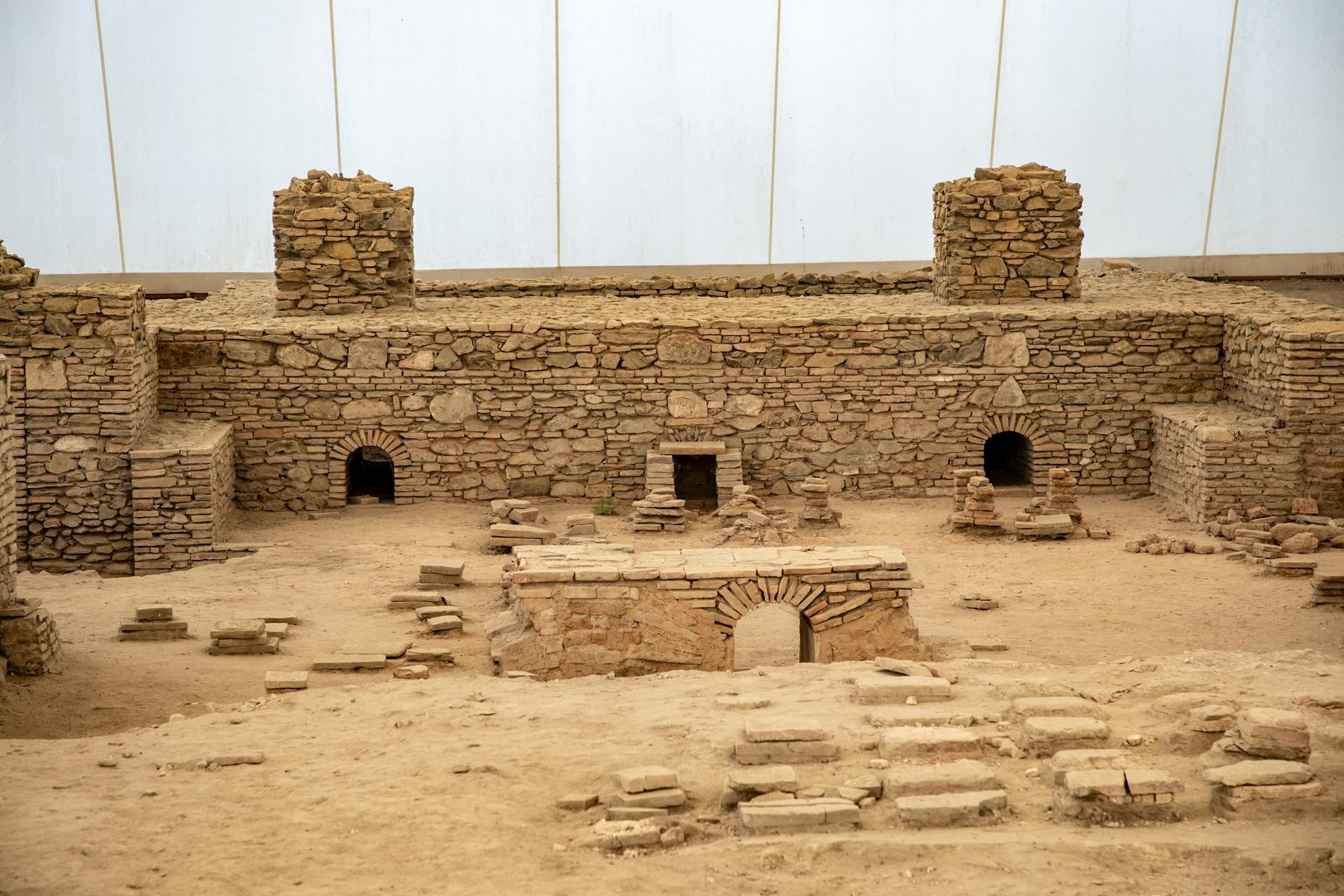 Remains of a Hypocaustof Central Heating in Ruins of Roman Thermae Baths