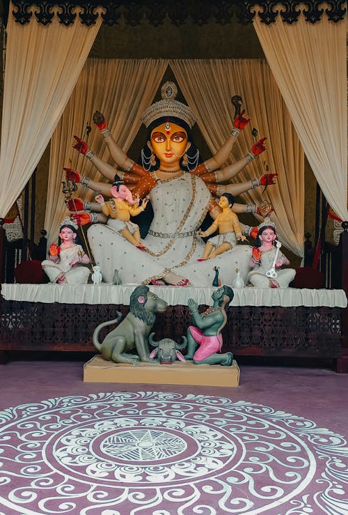 Statue of Durga Goddess in a Hindu Temple
