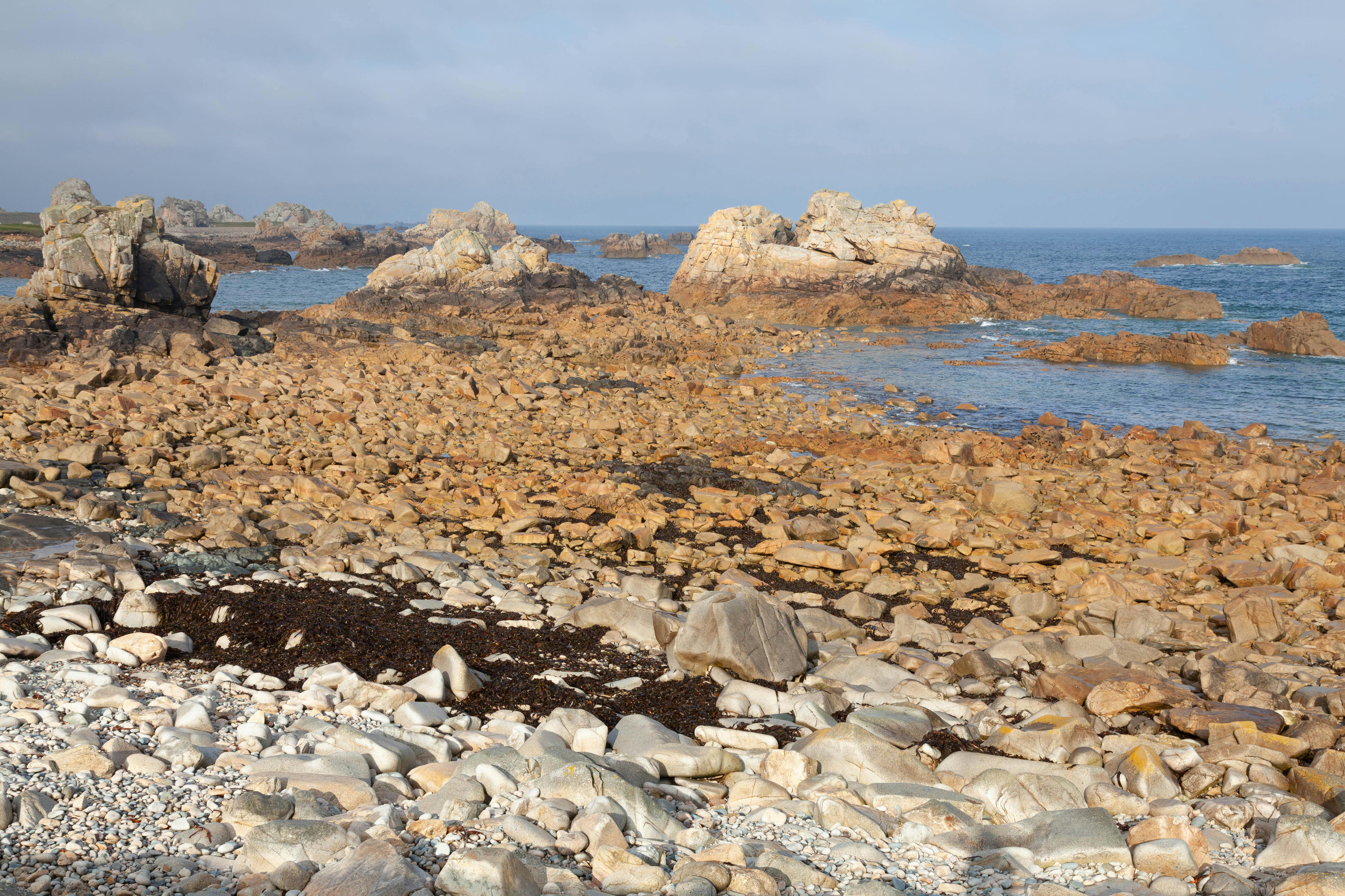 Free Rocks on Beach in Brittany, France Stock Photo