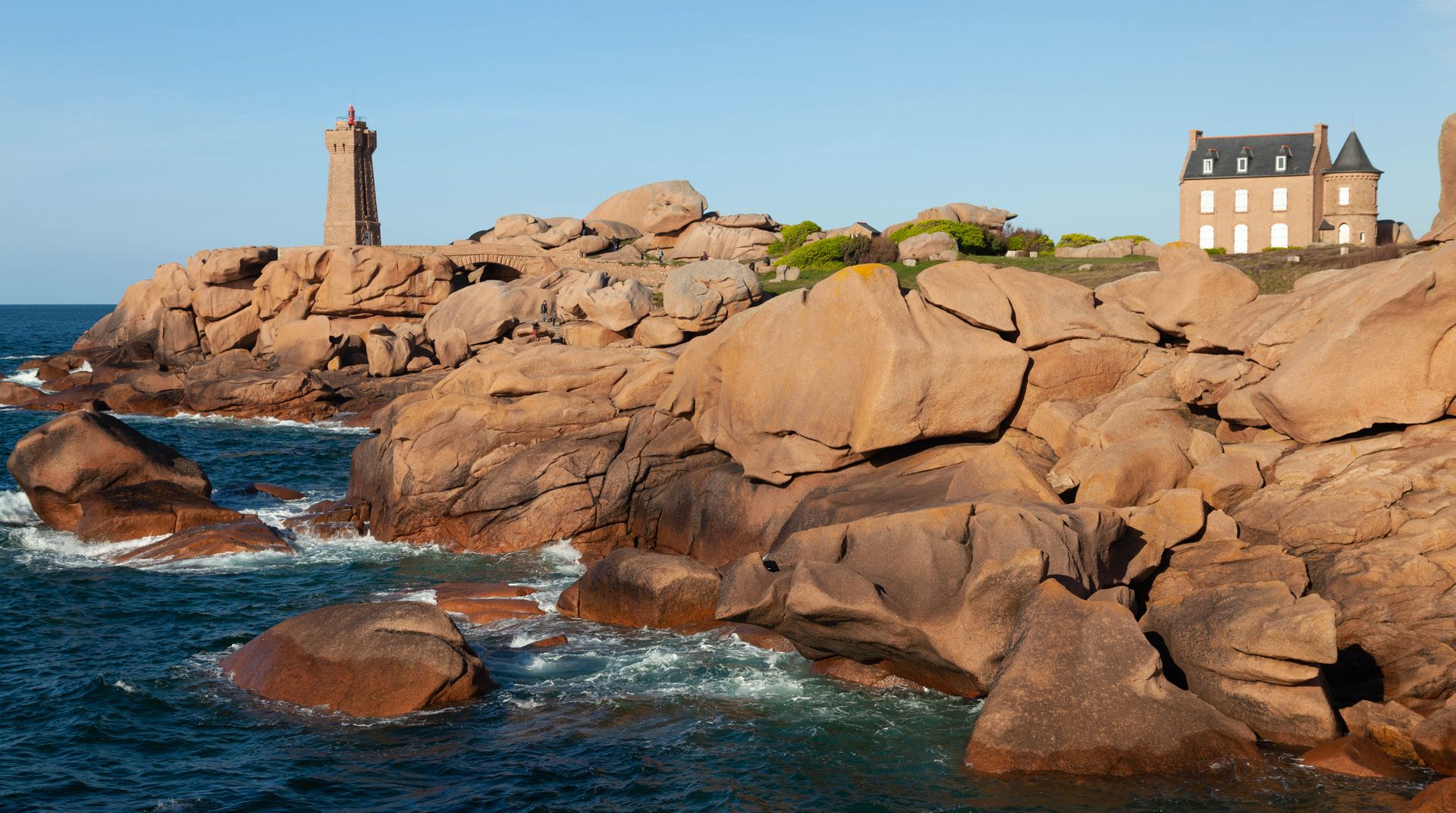 Rocks Near Mean Ruz Lighthouse in Brittany, France