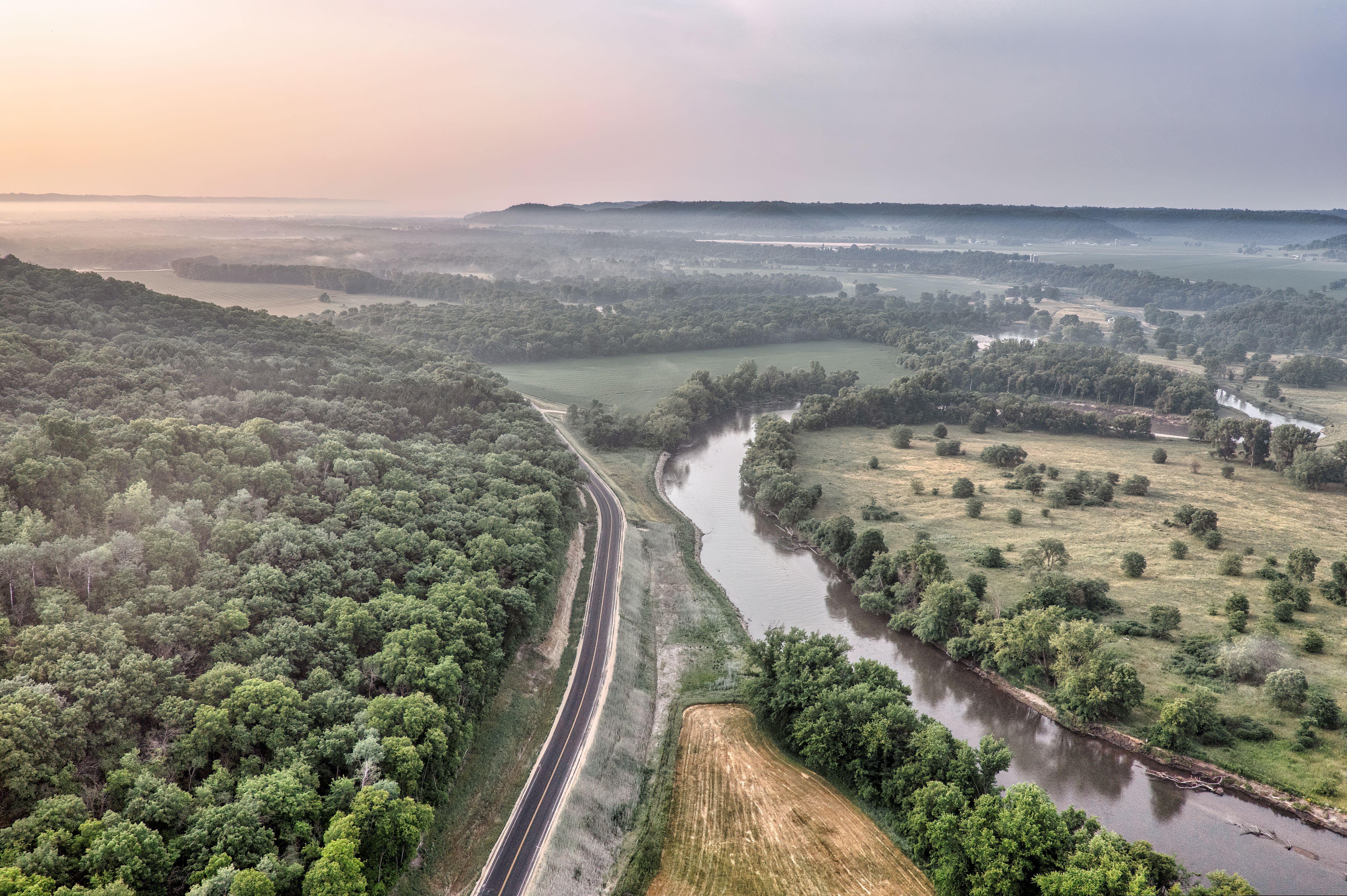 Rural Landscape in Fog at Dawn · Free Stock Photo