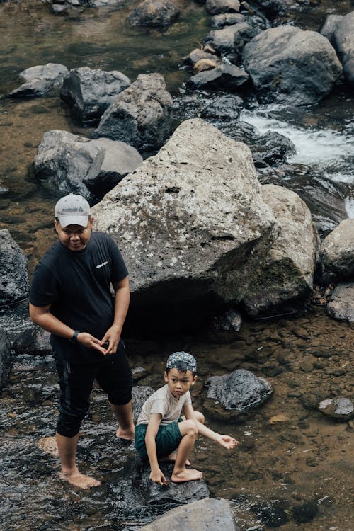 Father with Son in River