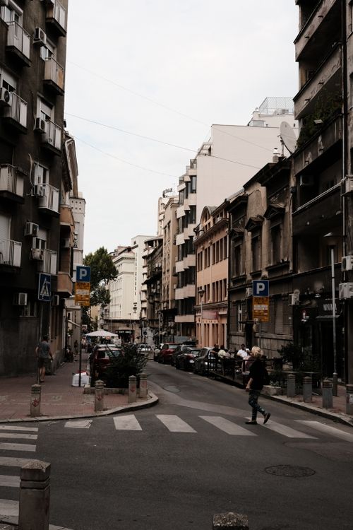 Free Explore the vibrant urban street scene of Belgrade with pedestrians and historic architecture. Stock Photo