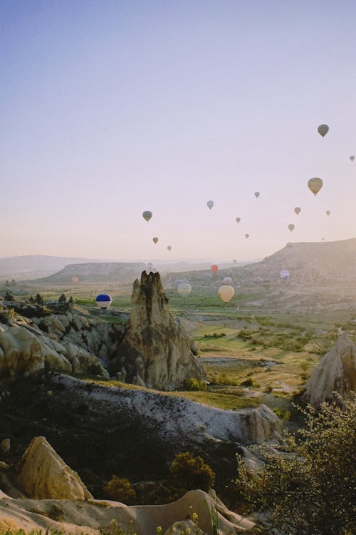 Hot Air Balloons Flying over Cappadocia, Turkey