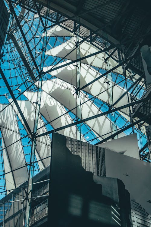 Interior of a Modern Building with Glass Roof