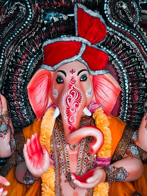 Free Colorful portrait of Lord Ganesh statue, Kolkata, India. Stock Photo