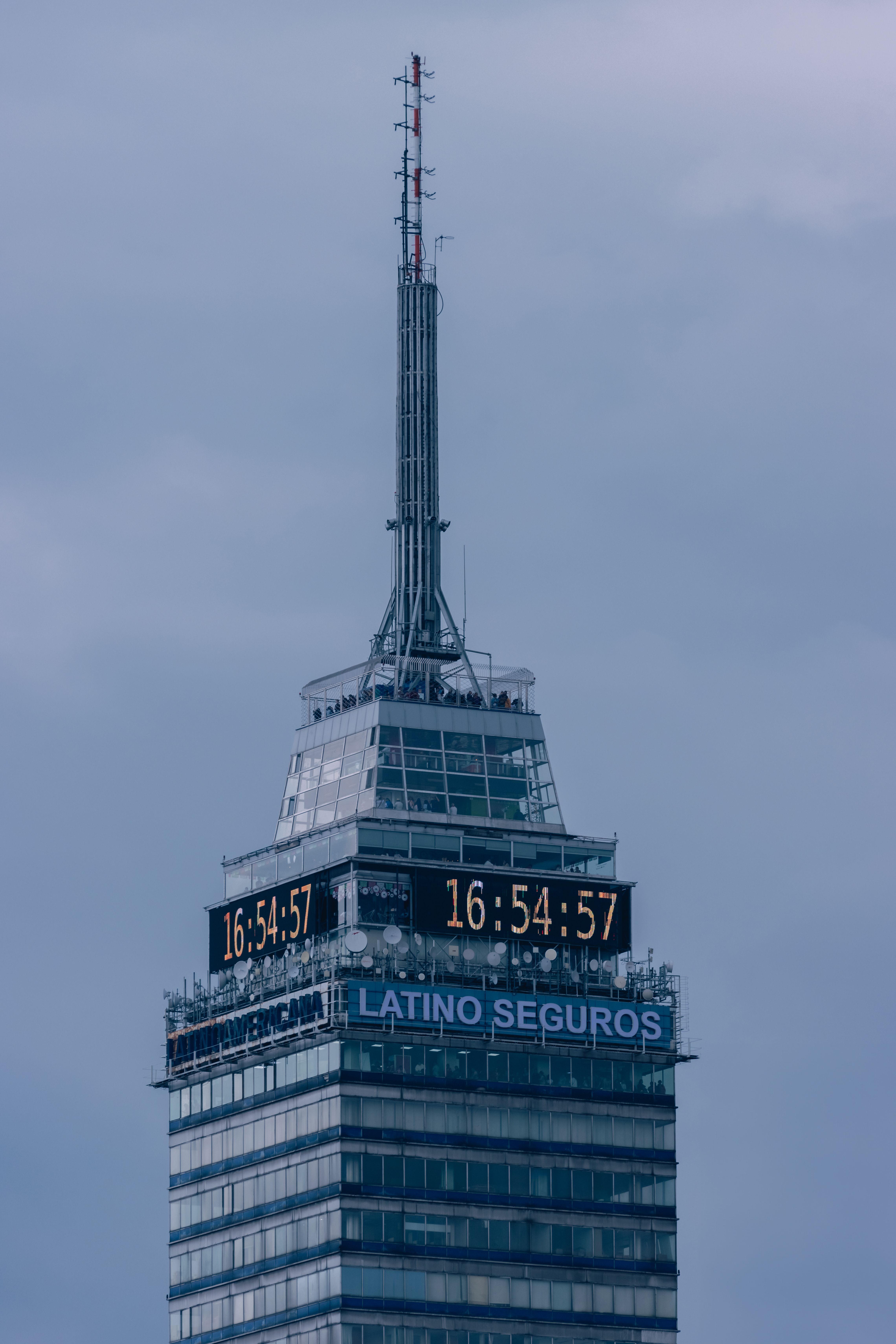 Close-up of Torre Latinoamericana skyscraper in Mexico City.