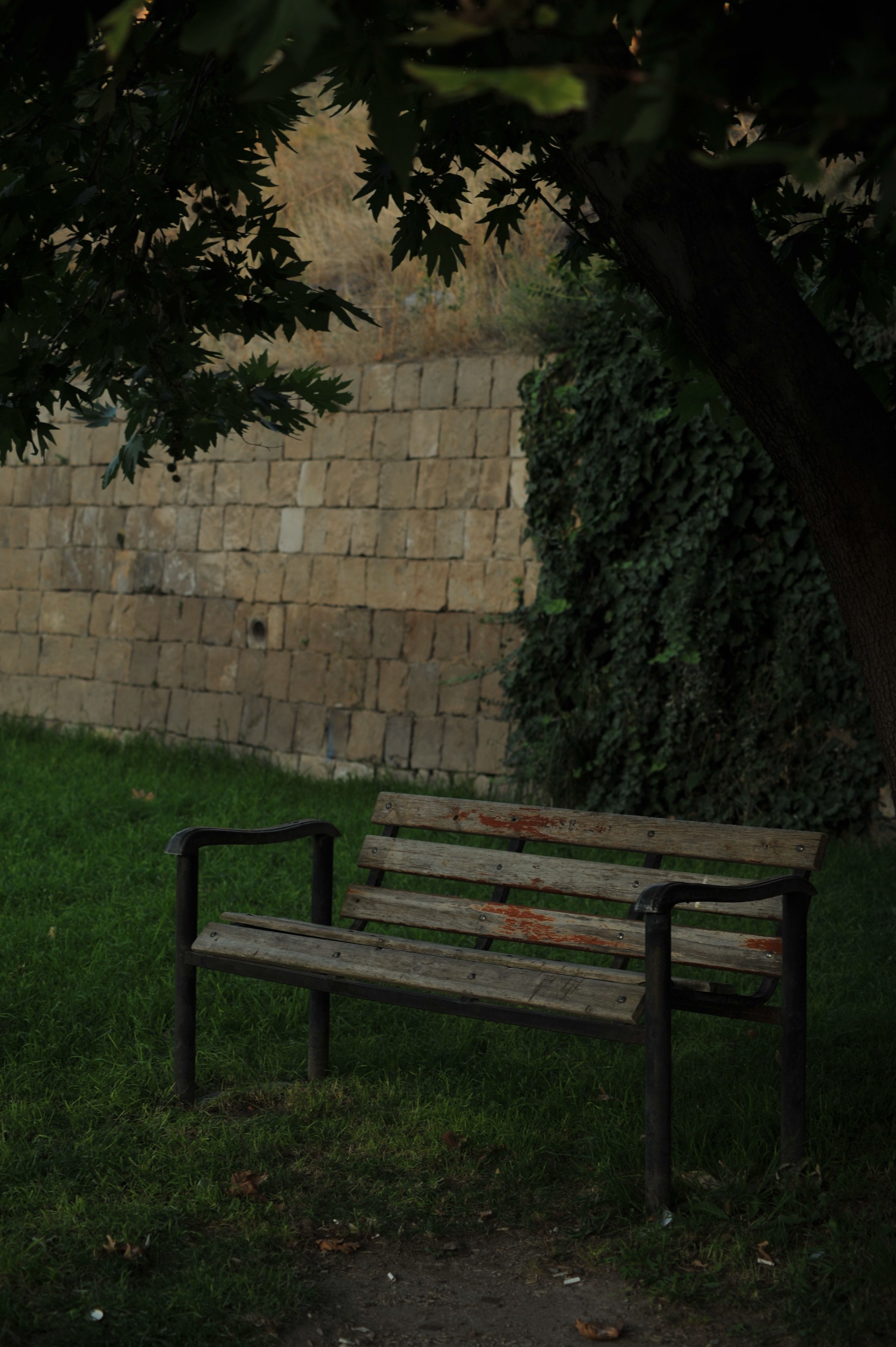 Empty Wooden Bench in front of a Building · Free Stock Photo