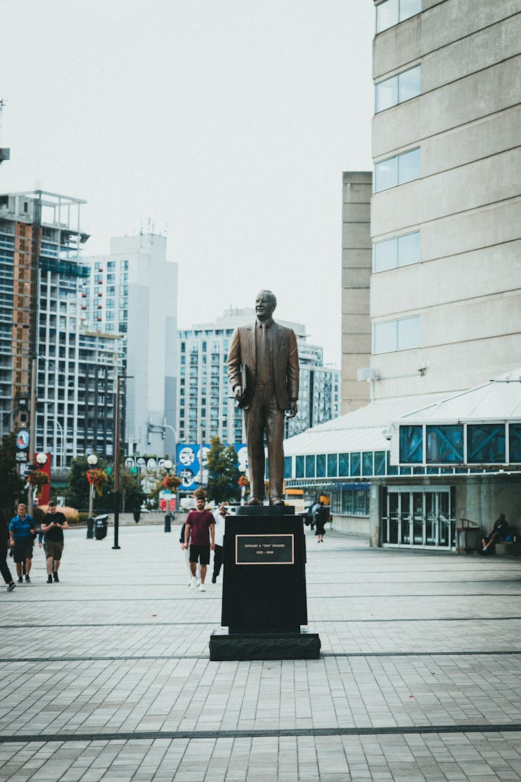 Statue Of Ted Rogers Outside The Rogers Centre, Toronto, Ontario, Canada