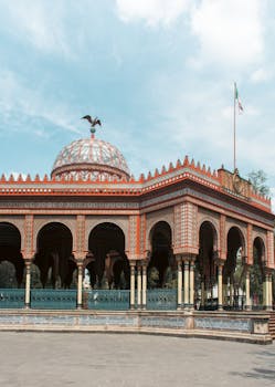 Stunning view of the colorful Morisco Kiosk, a landmark in Ciudad de México showcasing intricate architecture.