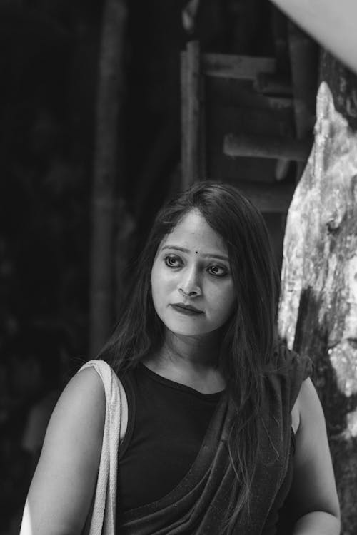 Black and White Portrait of a Young Woman 