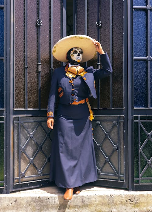 Catrina in Traditional Clothing and Sombrero