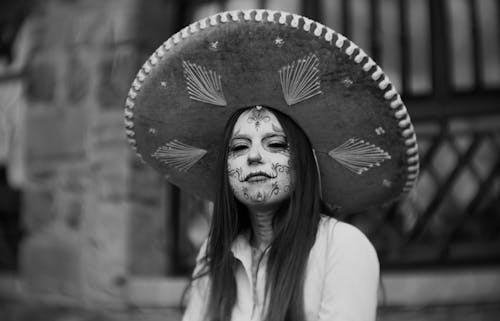 Catrina in Sombrero in Black and White