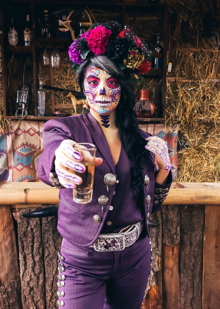 Catrina With Glass Of Tequila