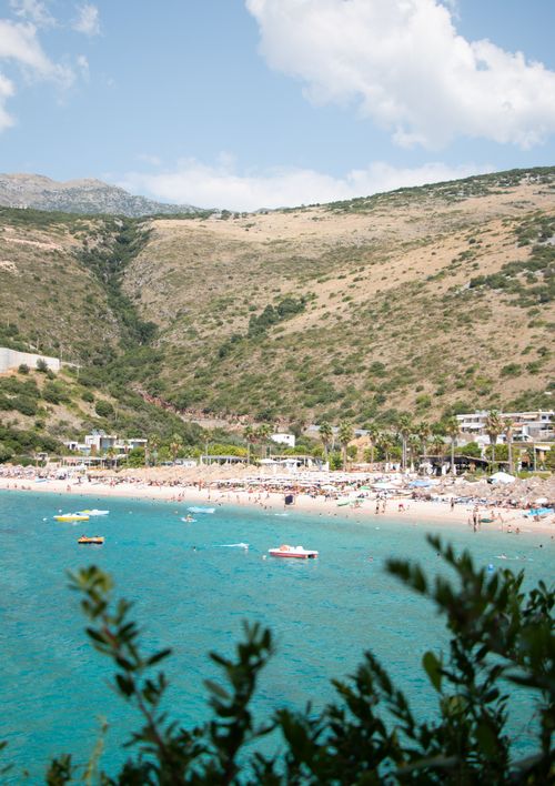 Free Stunning beach and hillside view in Vlorë County, Albania, perfect for summer travel inspiration. Stock Photo