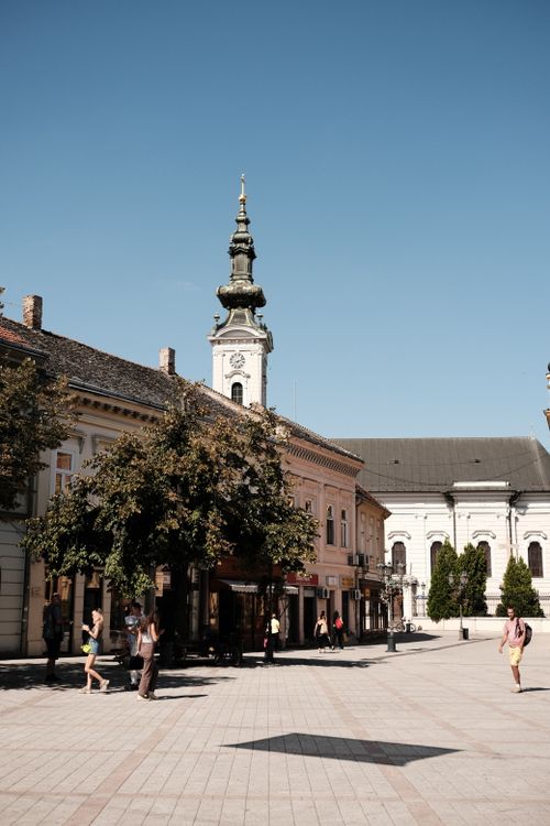 Free A vibrant summer day showcasing Saint George's Cathedral in Novi Sad, Serbia. Stock Photo