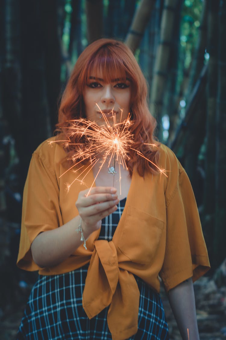 Woman Holding Sparkler