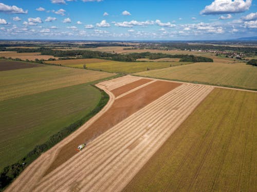 Aerial Scenic View of Croplands in the Countryside 