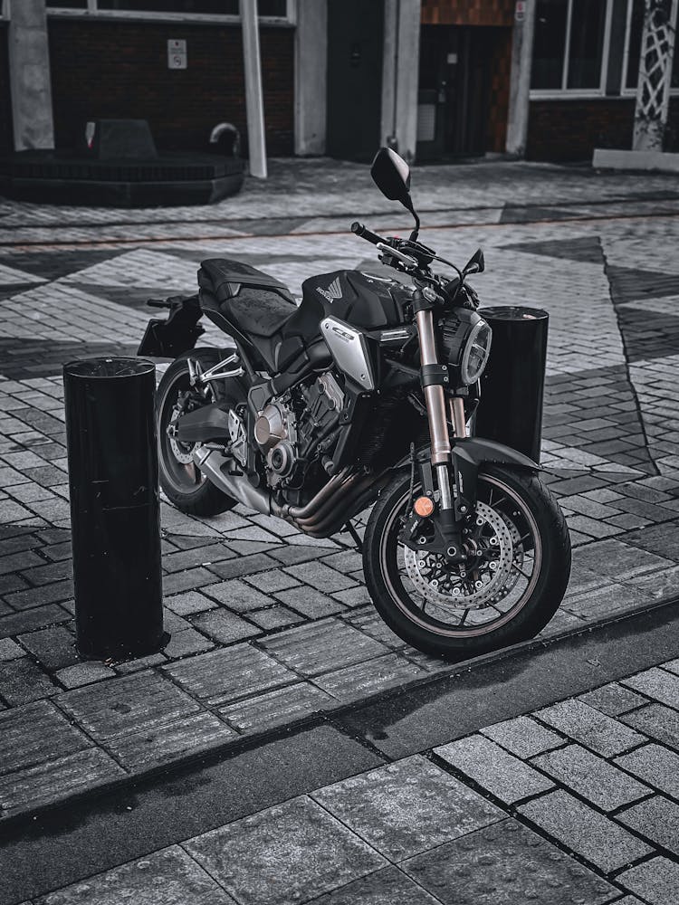 A Motorcycle In A City 