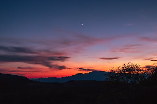 Free stock photo of clouds sky, moon, orange